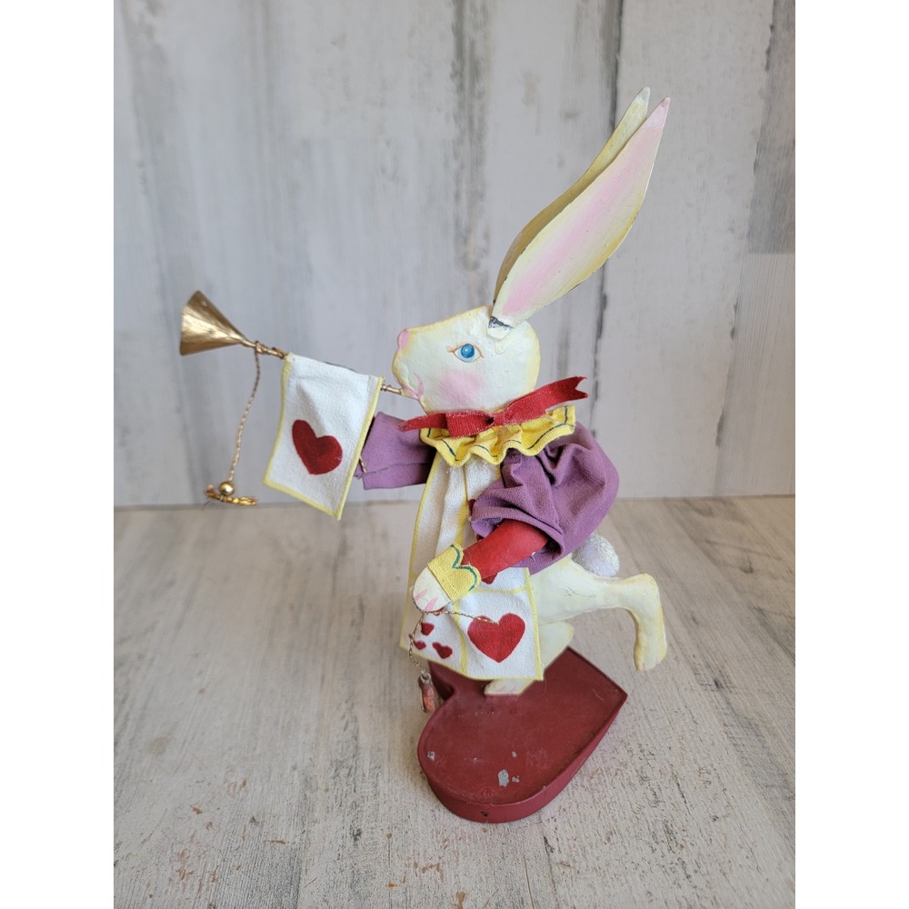 Alice in wonderland vintage metal rabbit trumpet Queen of hearts Xmas home